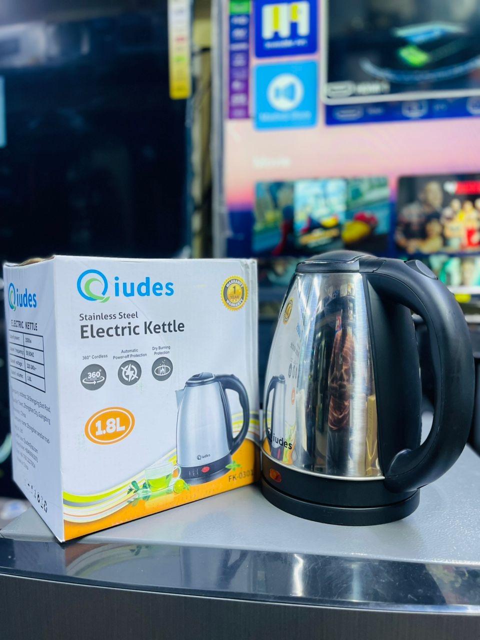 Qiudes Electric Kettle – 1.8 Liters (Silver)