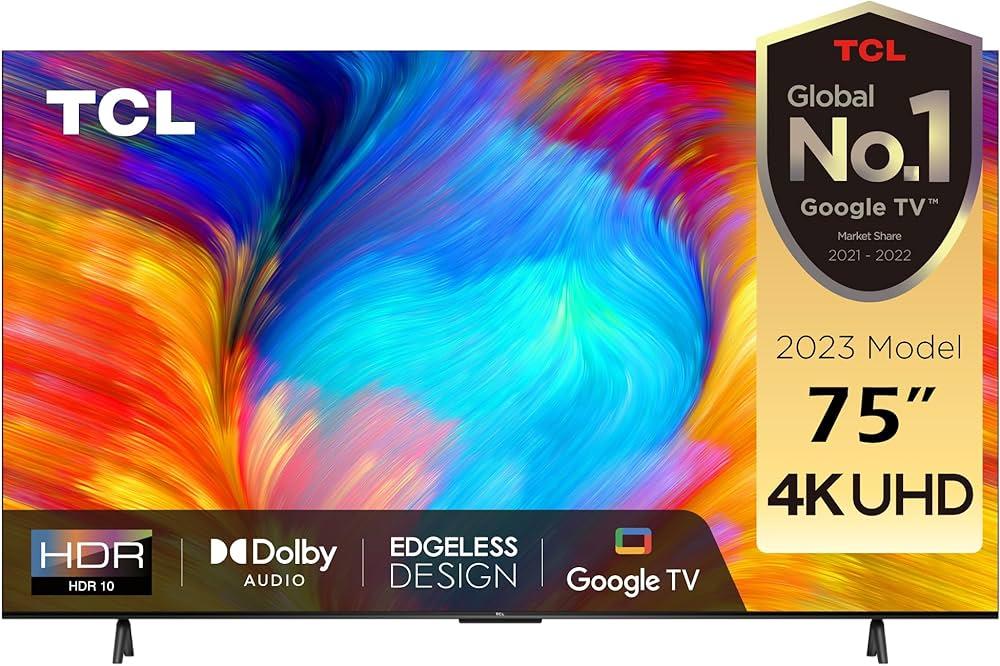 TCL 75 Inch TV, 4K UHD Smart TV, Google TV 75P635