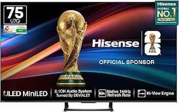 Hisense 75 Inches 4K QLED Mini-LED Smart TV 75U7Q