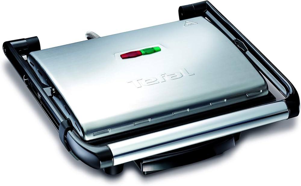 TEFAL Panini Grill | Inicio Grill | 2000 W | Stainless Steel/Plastic | Non-stick coated plates | Removable juice tray | Multi-Colour | 2 Years Warranty | GC241D28